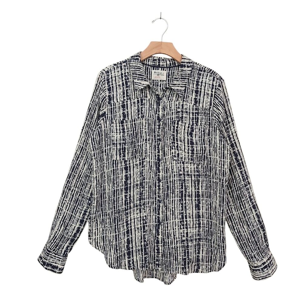 Anthropologie Holding Horses Samie Top Womens 12 White Button Up Long Sleeve